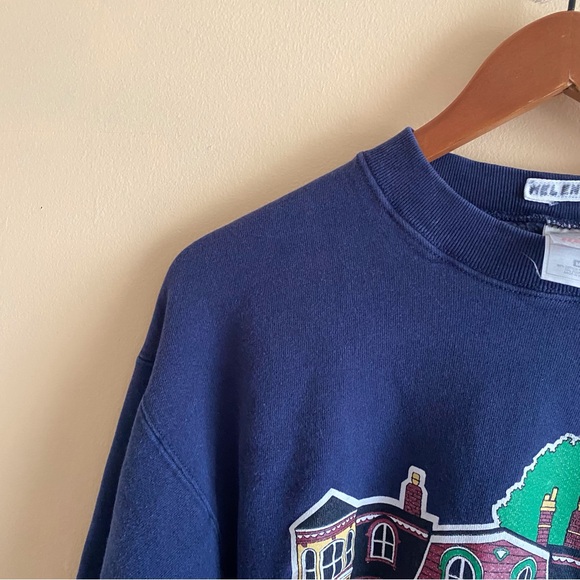 Y2K Fruit of The Loom Heavy St Johns Graphic Sweatshirt Woman Snall Blue Retro - Picture 4 of 15